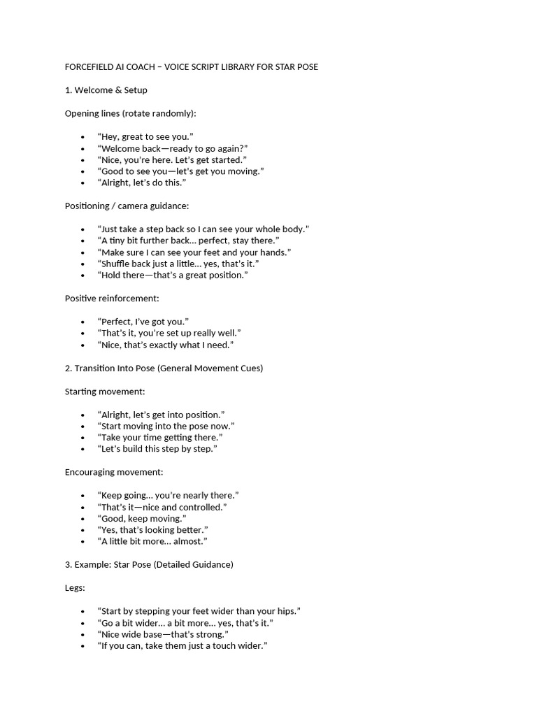 Voice Script for Star Pose (2) | PDF