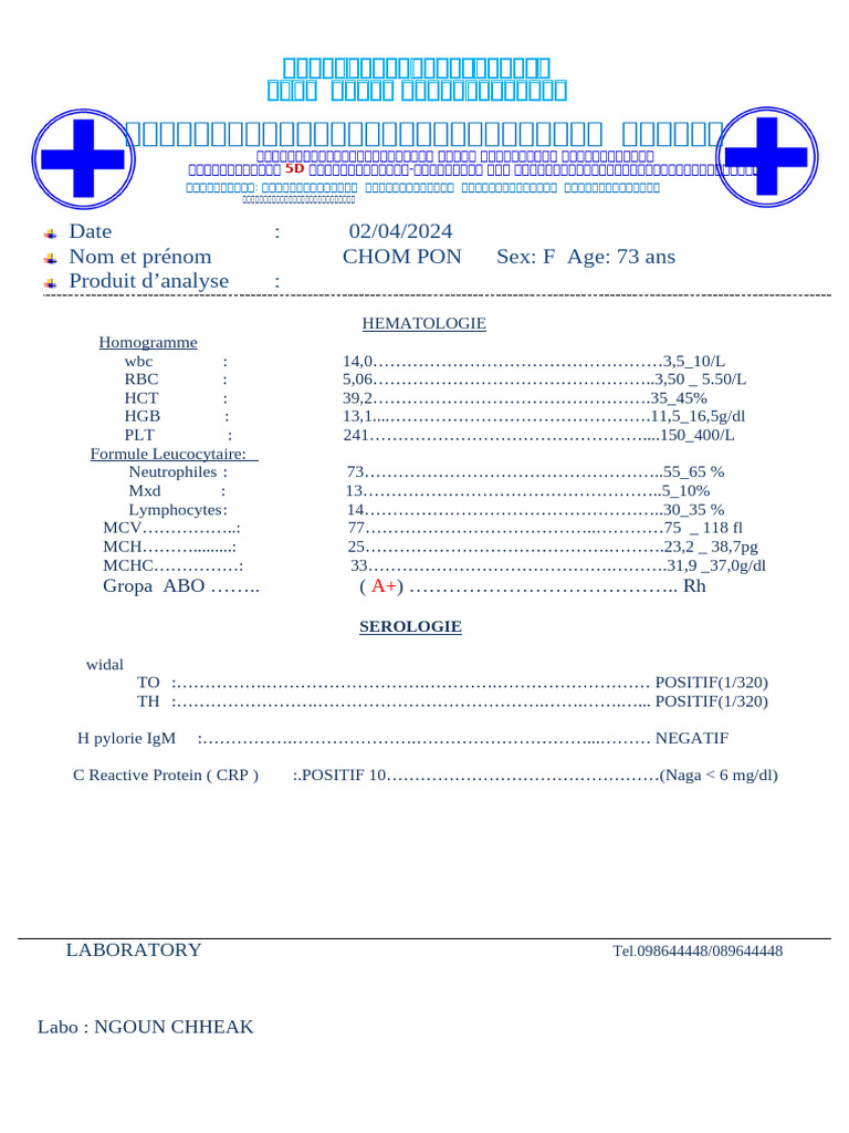 Test Blood | PDF