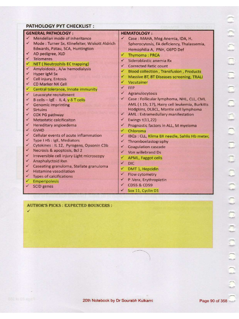 Pathology 20th Notebook | PDF