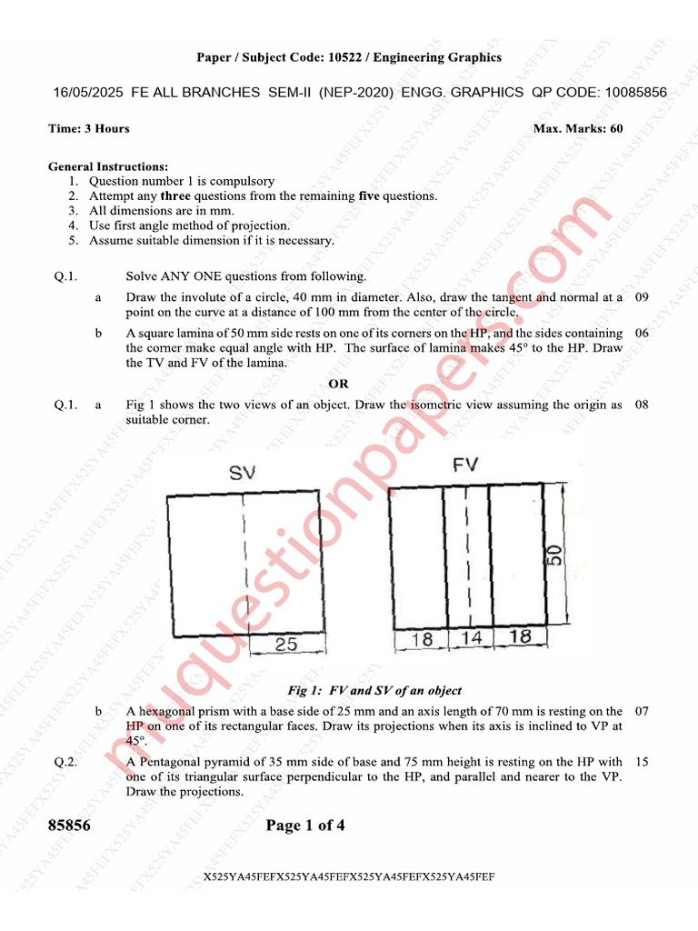 Be First Year Engineering Semester 2 2025 May Engineering Graphics Nep ...