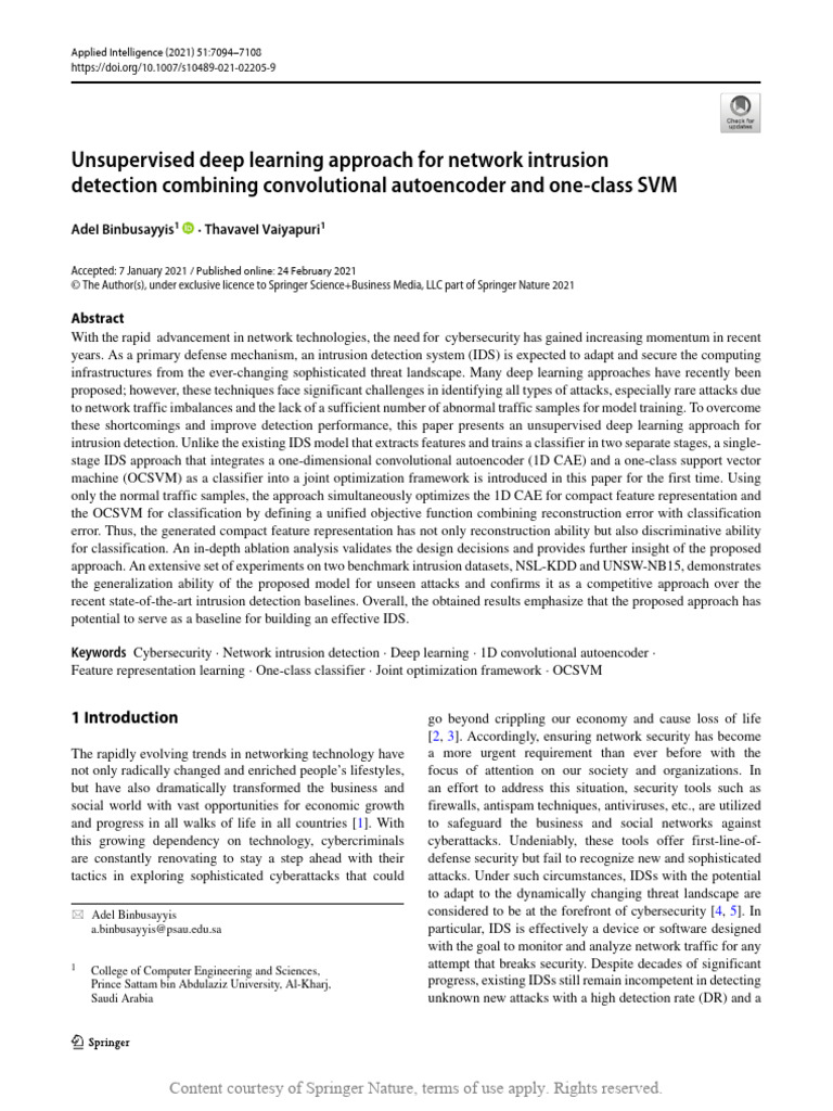 039 Unsupervised Deep Learning Approach For Network in | PDF | Machine ...