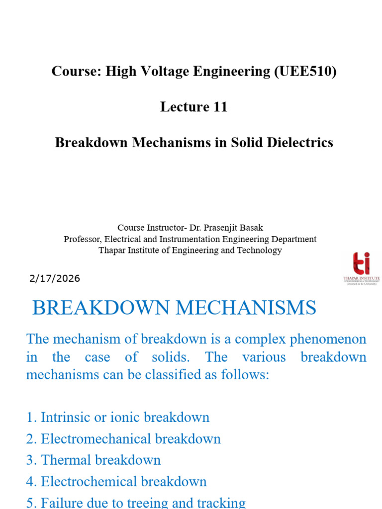 Lecture11 Breakdown Solid Insulations | PDF | Electrical Breakdown ...