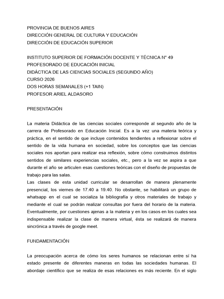 Programa DCS 2026 | PDF | Educación de la primera infancia | Conocimiento