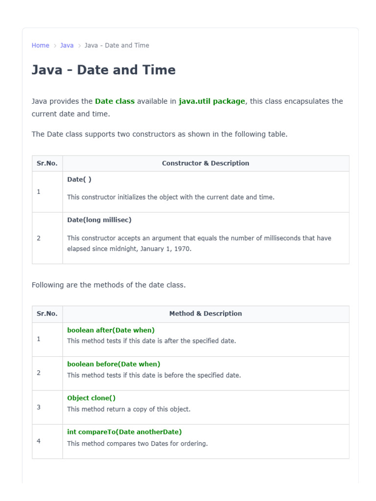 Java - Date and Time | PDF | Method (Computer Programming ...