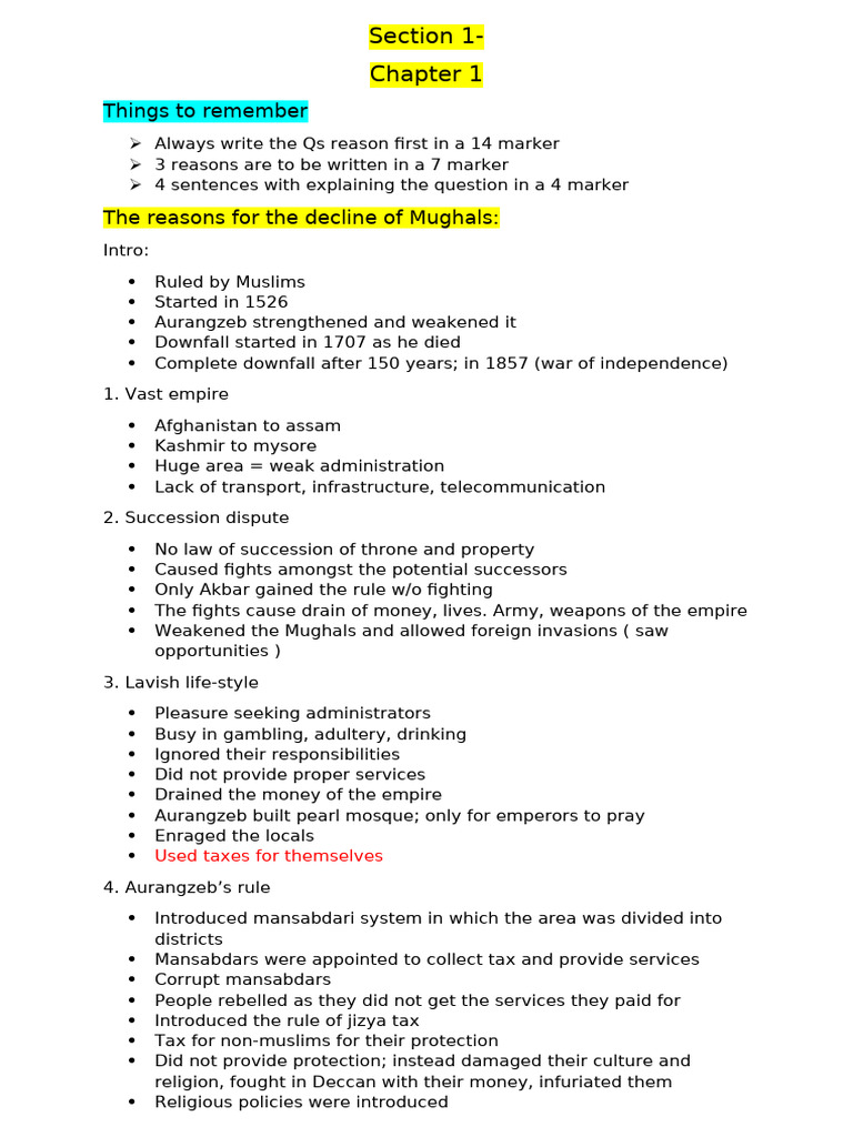 history notes ( section 1) | PDF