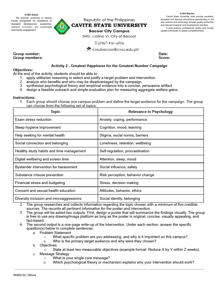 Lesson 2 Activity 2 (1) | PDF | Psychology | Evaluation