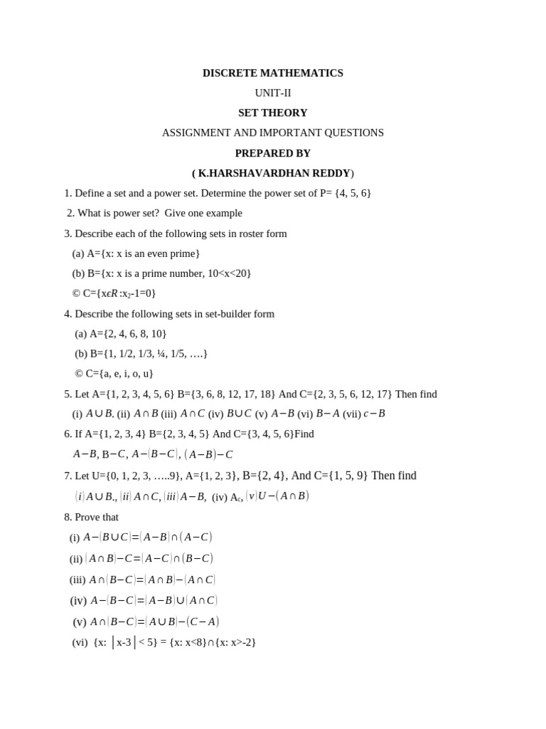 Dm Imp Questions Unit-II | PDF