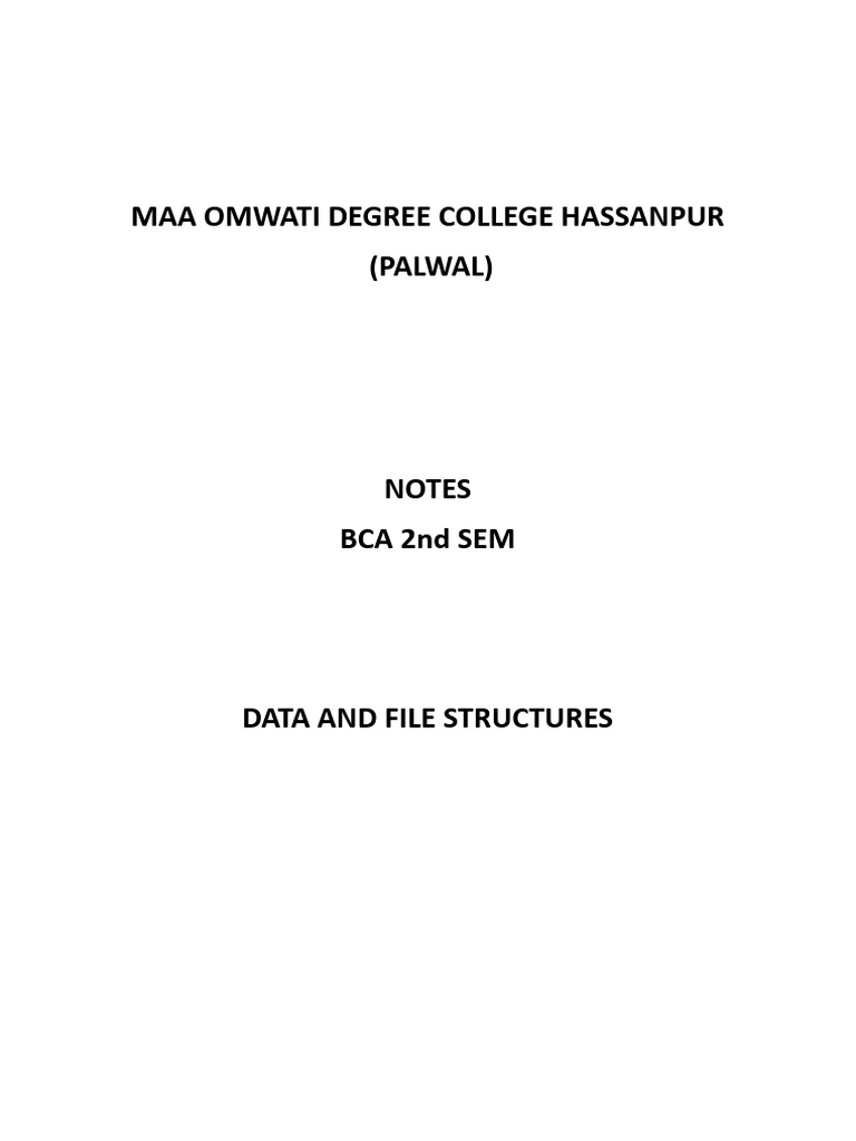 Data and File Structures(Bca 2nd Sem) Copy | PDF | Database Index ...