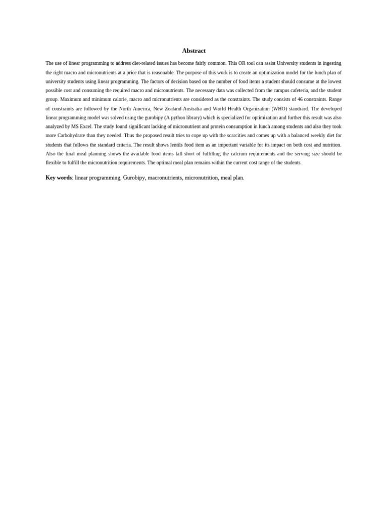 new draft | PDF | Linear Programming | Nutrition