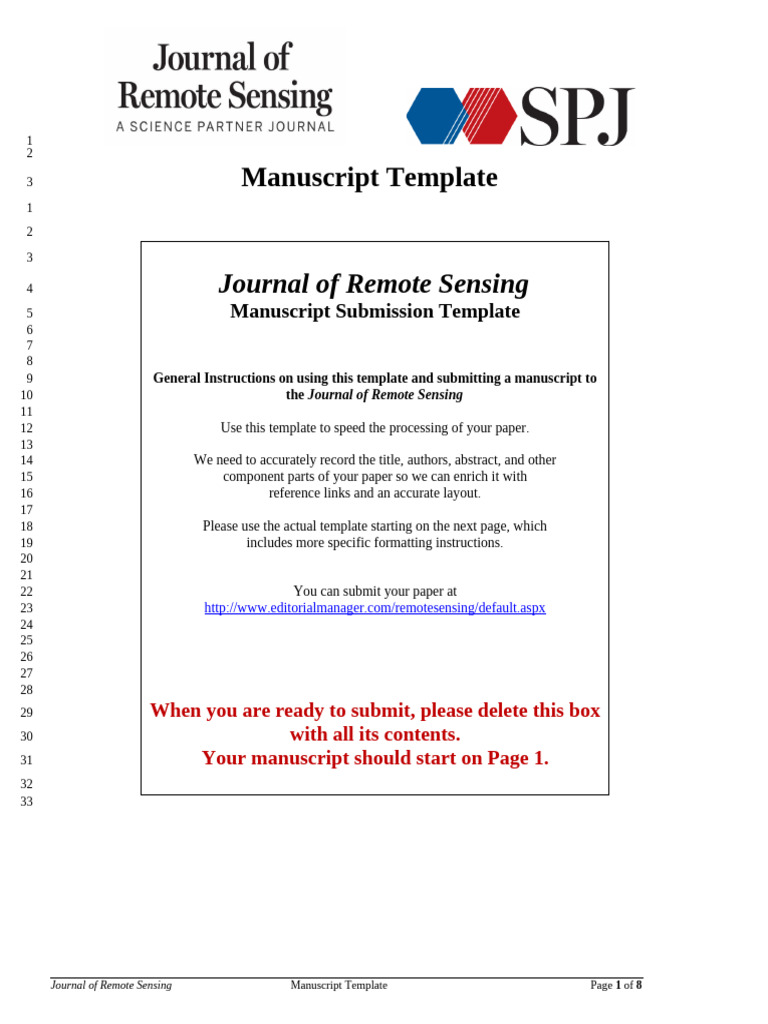 Manuscript+Template REMOTESENSING | PDF | Adobe Photoshop | Design Of ...
