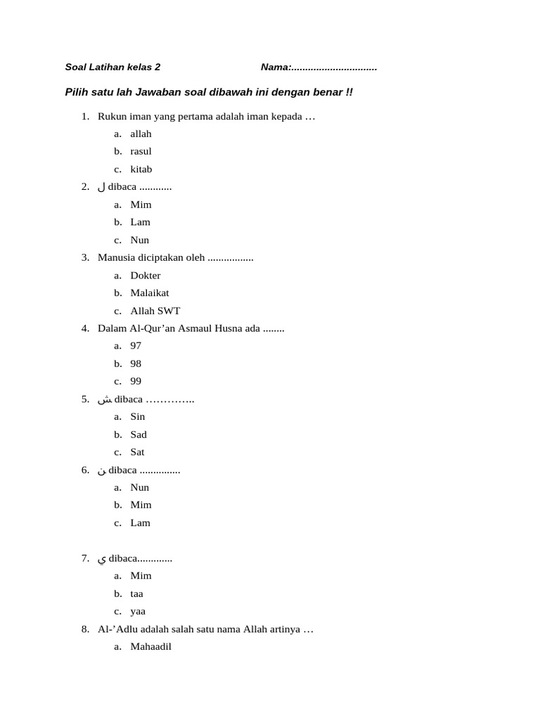 Latihan Klas 2 | PDF