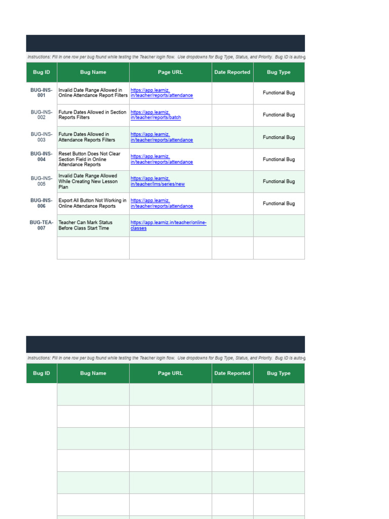 Bug Tracker - Teacher Login Bugs | PDF | Software Bug | Computing