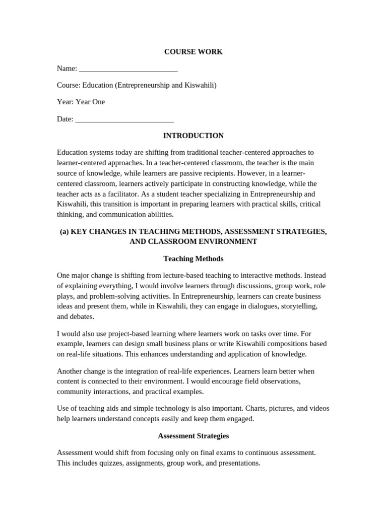 Final 6 Page Coursework | PDF | Learning | Educational Assessment