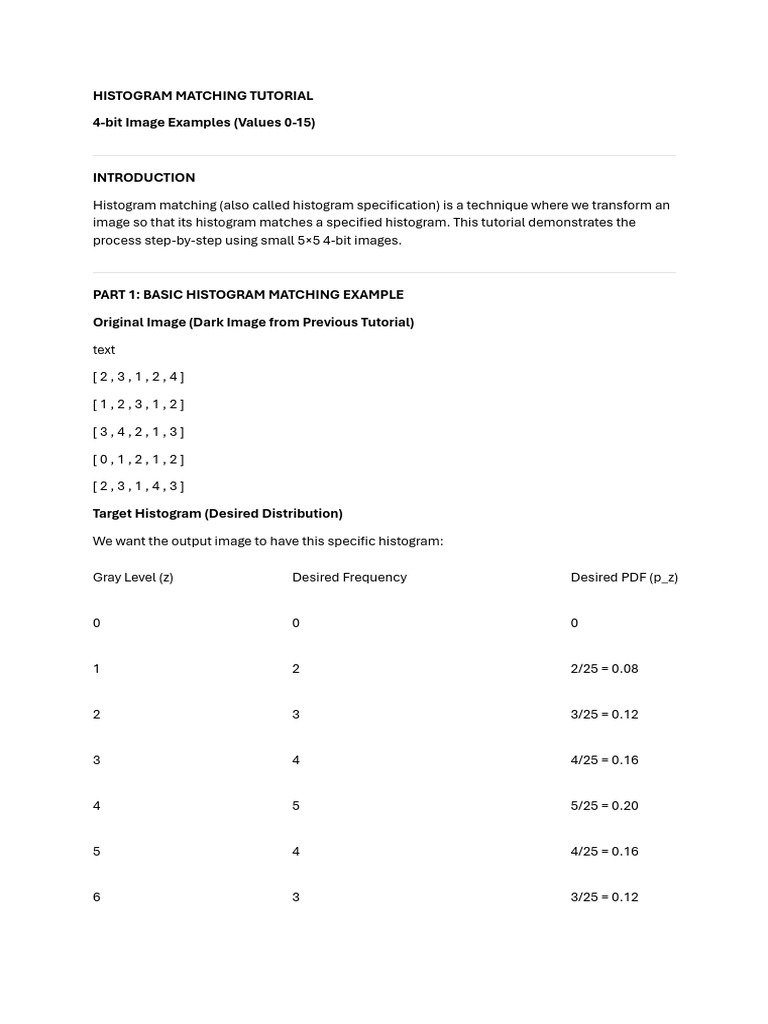 HISTOGRAM MATCHING TUTORIAL | PDF | Image Processing | Imaging