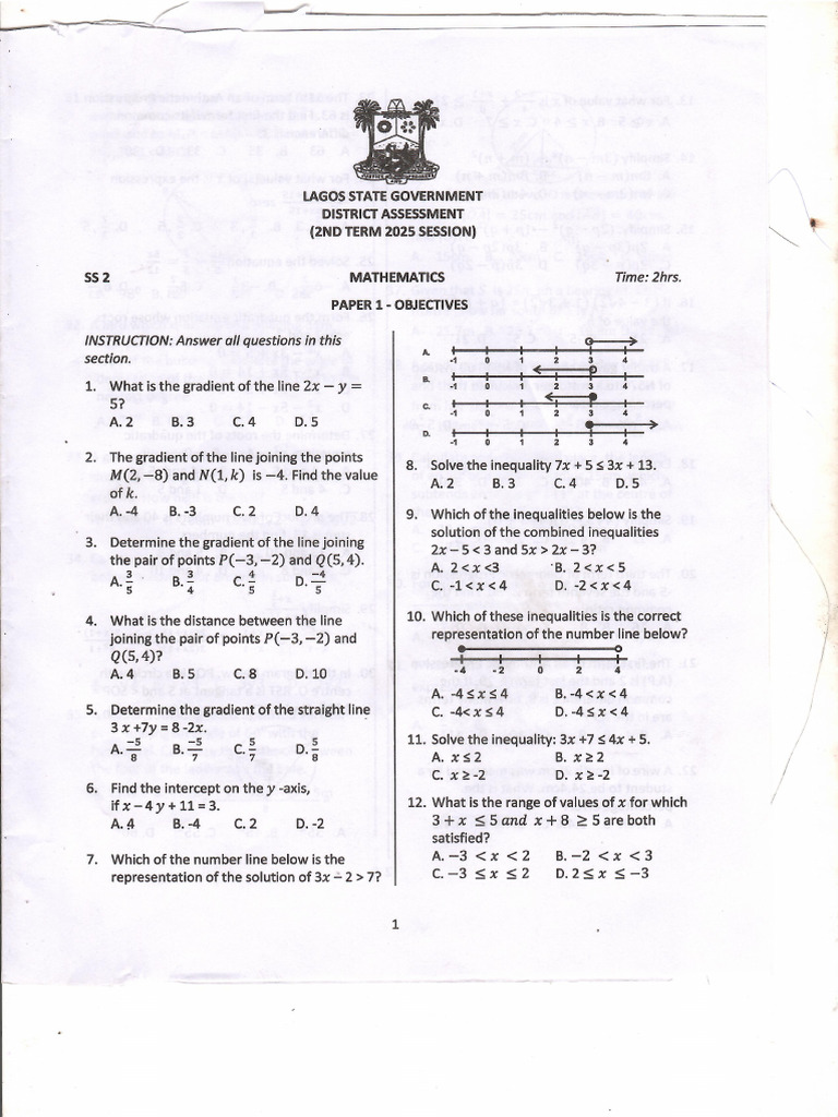 2nd Term Math 2025 SS2 | PDF