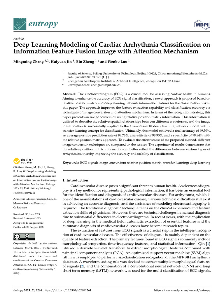 53 Deep Learning Modeling of Cardiac Arrhythmia Classification on ...