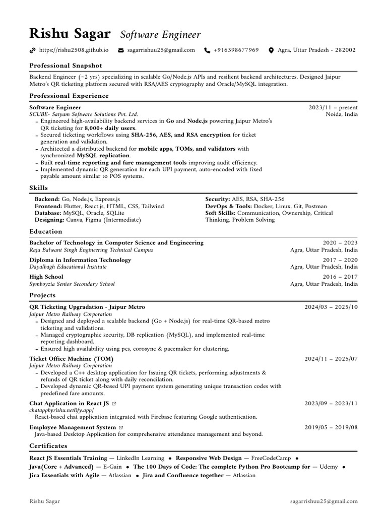 Rishu Sagar Resume | PDF | My Sql | Java (Programming Language)