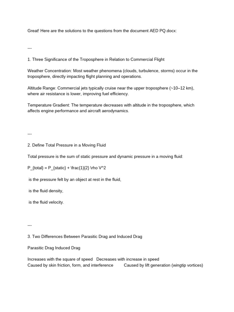 AED PQ Answer 1 | PDF | Drag (Physics) | Lift (Force)