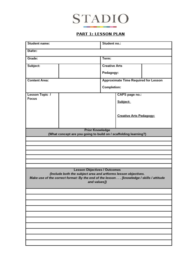 Integrated+Lesson+Plan+Template TCA201 SF2+%282026%29 | PDF | Pedagogy ...