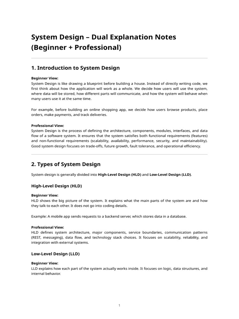 System Design – Complete Detailed Notes | PDF | Scalability | Load ...