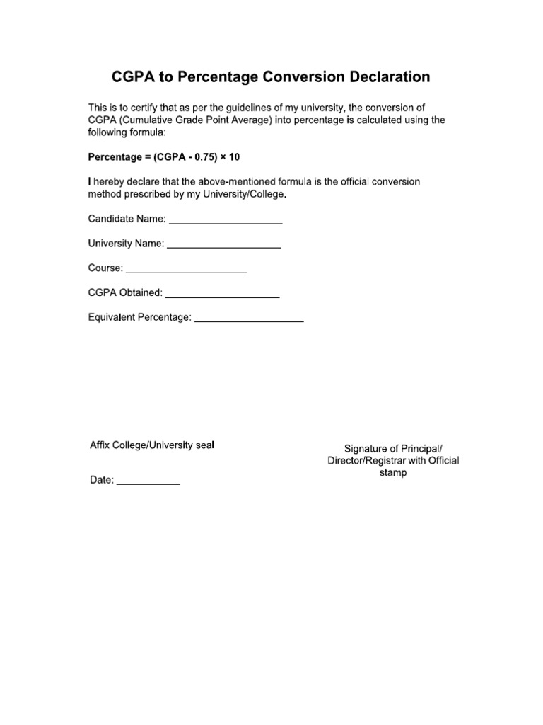 Cgpa to Percentage Conversion | PDF