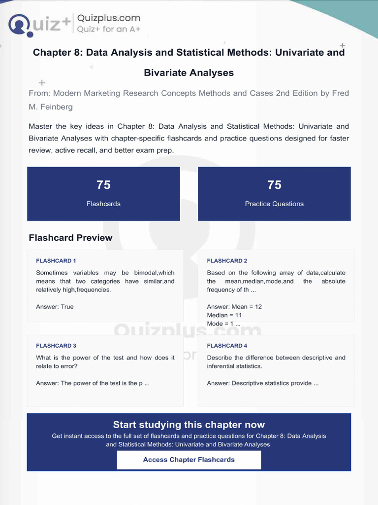 Flashcards for Chapter 8 Data Analysis and Statistical Methods ...