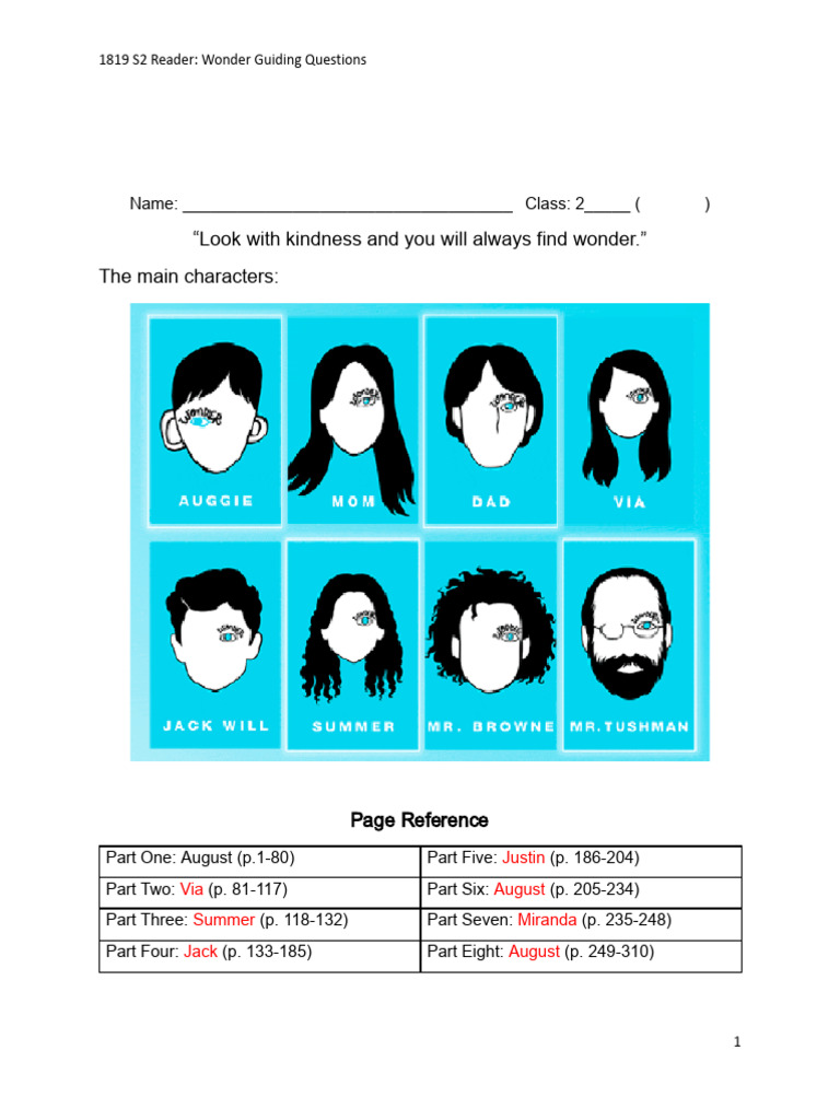 Wonder Guiding Questions Key Complete | PDF