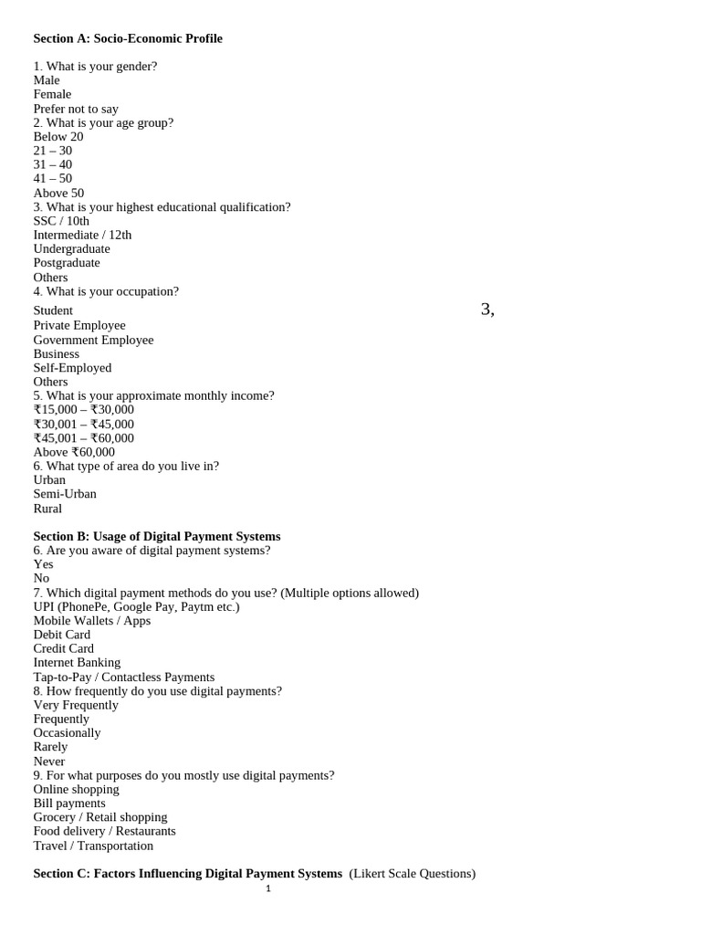 Project Work Questionnaire | PDF | Payments | Banking Technology