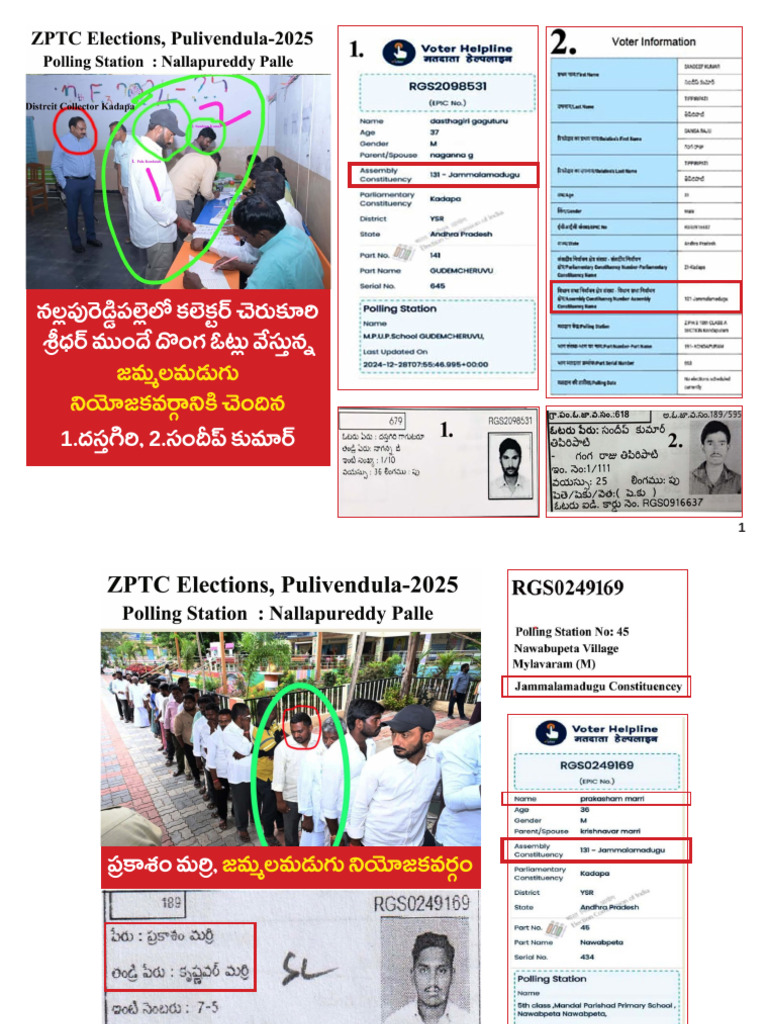 ZPTC Elections, Pulivendula-2025 Fake Votes IDENTIFICATION | PDF