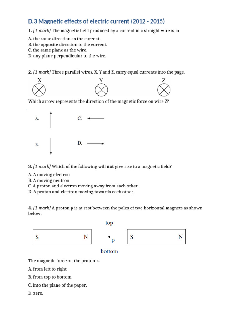D.3 Motion in Magnetic Fields (2012 - 2015) | PDF | Electric Current ...