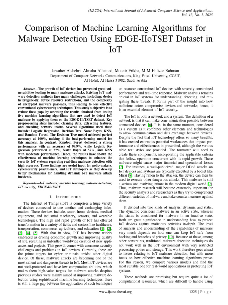 IJACSA Vol16 No1 Jawaher | PDF | Support Vector Machine | Internet Of ...