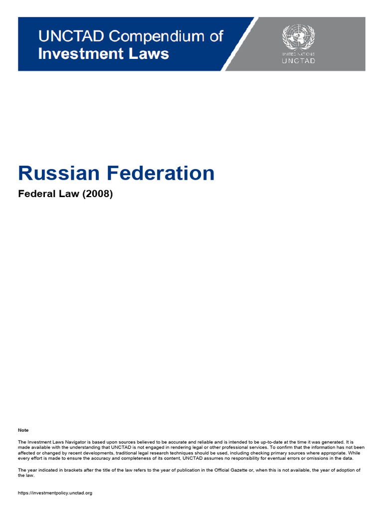 Russian Federation - Federal Law 29.04.2008 No. 57-FZ (English) | PDF ...