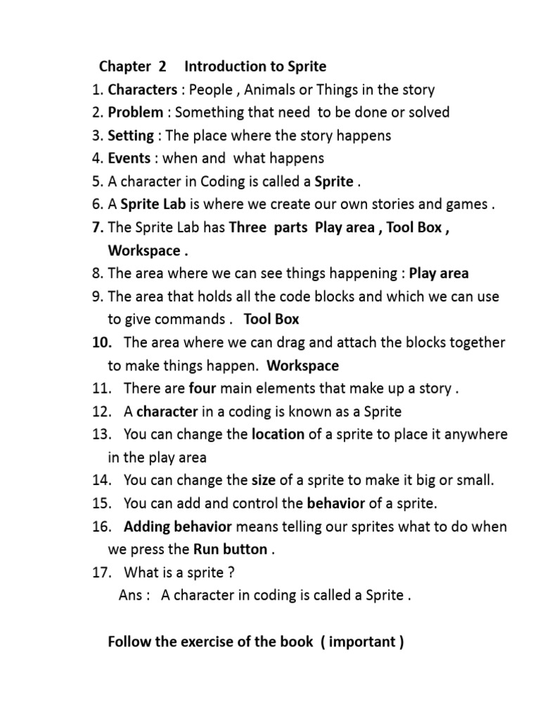 Chapter 2 Introduction to Sprite 2nd Term | PDF