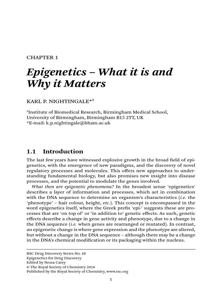 Introduction To Epigenetics | PDF | Histone | Chromatin
