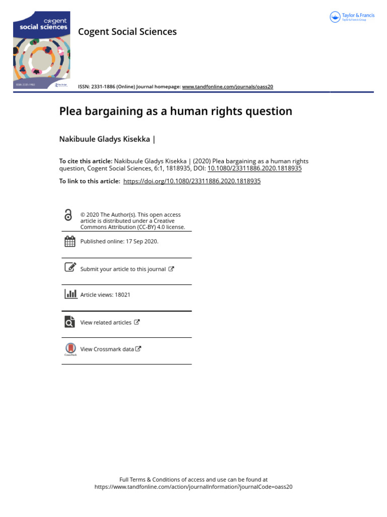 Plea Bargaining as a Human Rights Question | PDF | Plea | Plea Bargain
