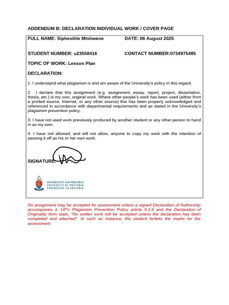 Addendum b Declaration | PDF