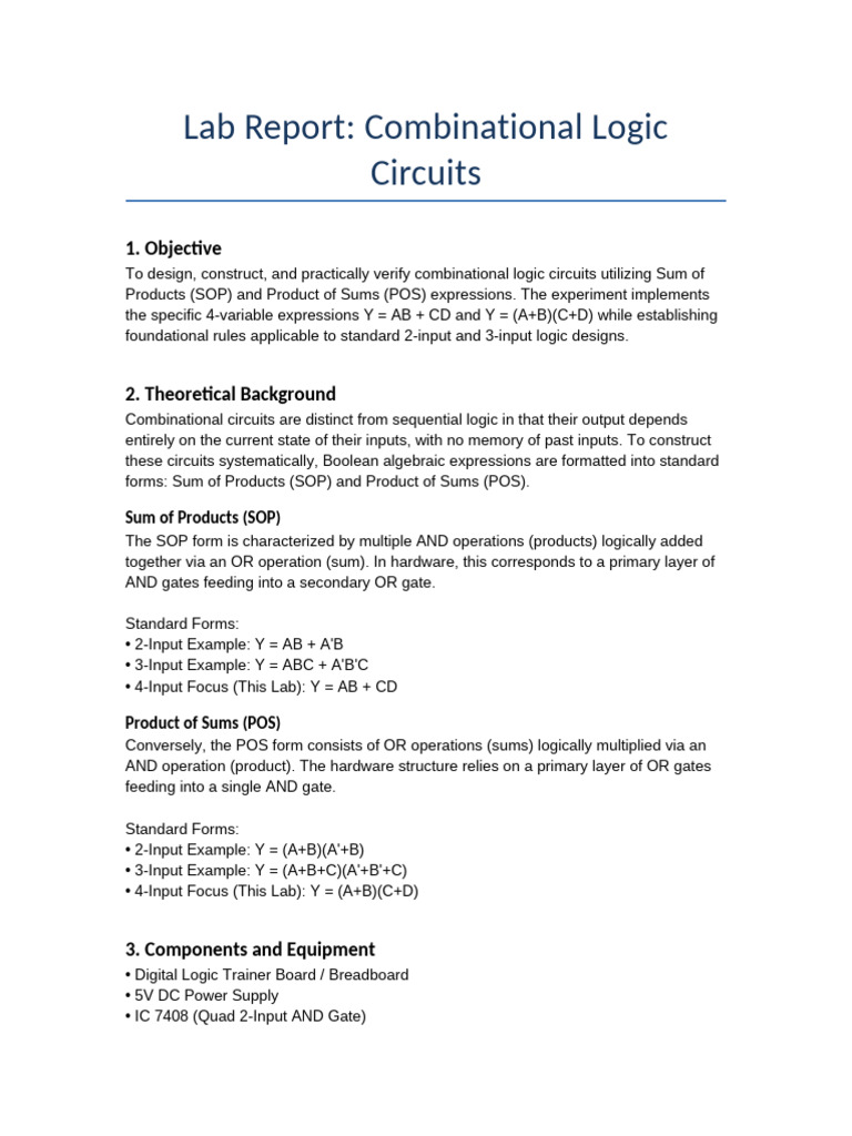 Lab Report Combinational | PDF | Logic Gate | Electrical Engineering