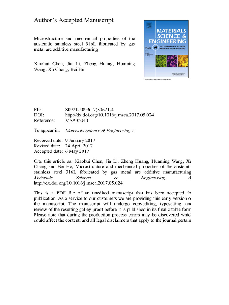 Microstructure and Mechanical Properties of the Austenitic Stainless ...