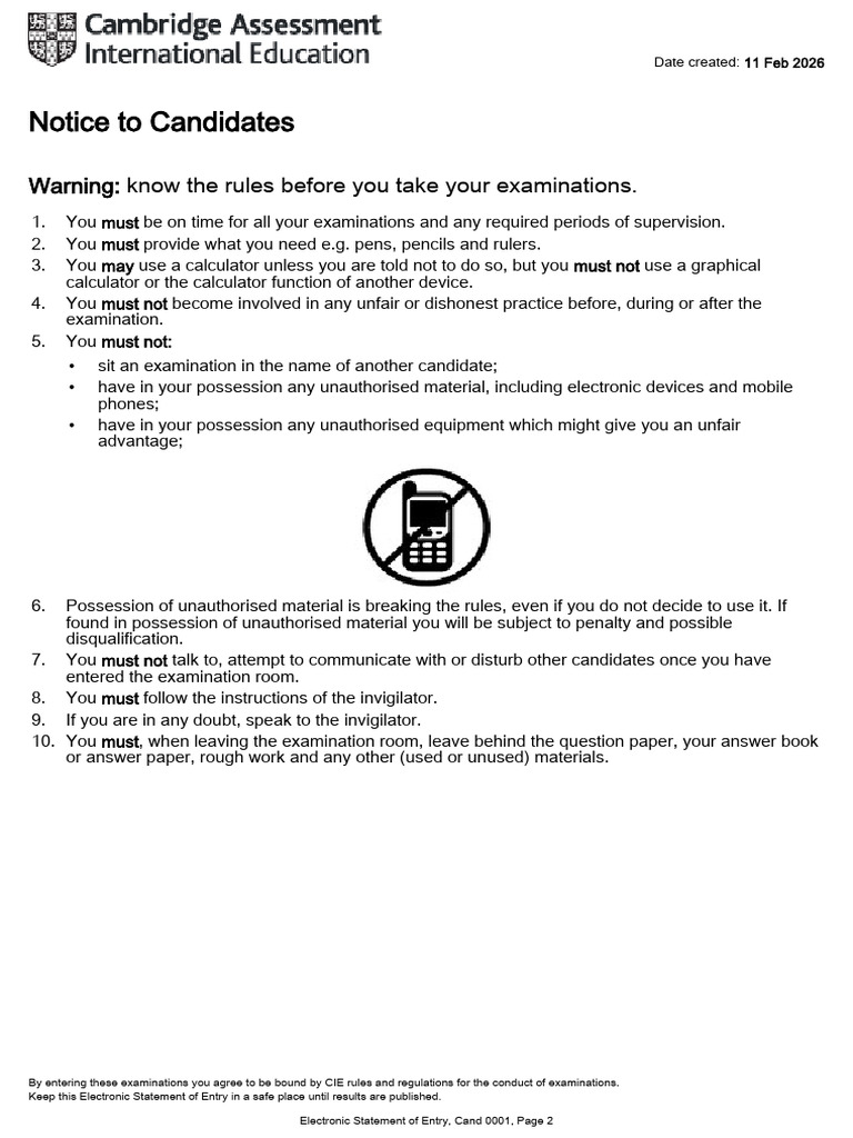 Exam Rules for Students | PDF