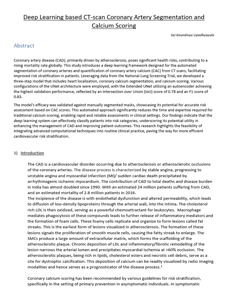 Deep Learning based CT-scan Coronary Artery Segmentation and Calcium ...