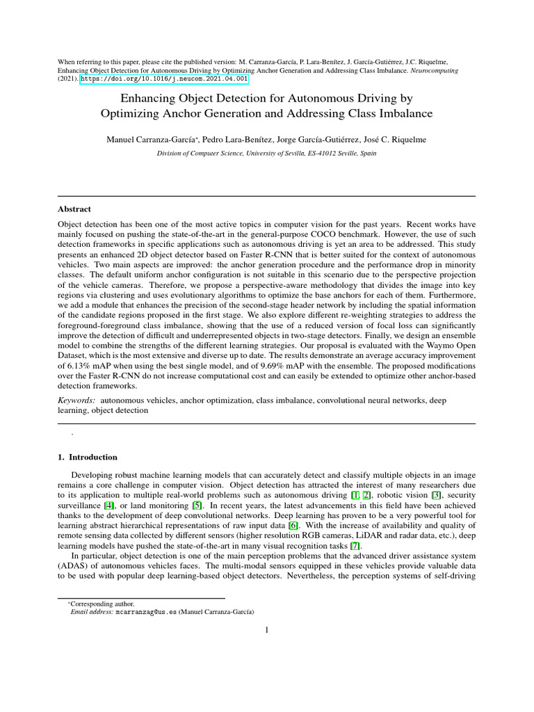 Enhancing Object Detection for Autonomous Driving | PDF | Cluster ...
