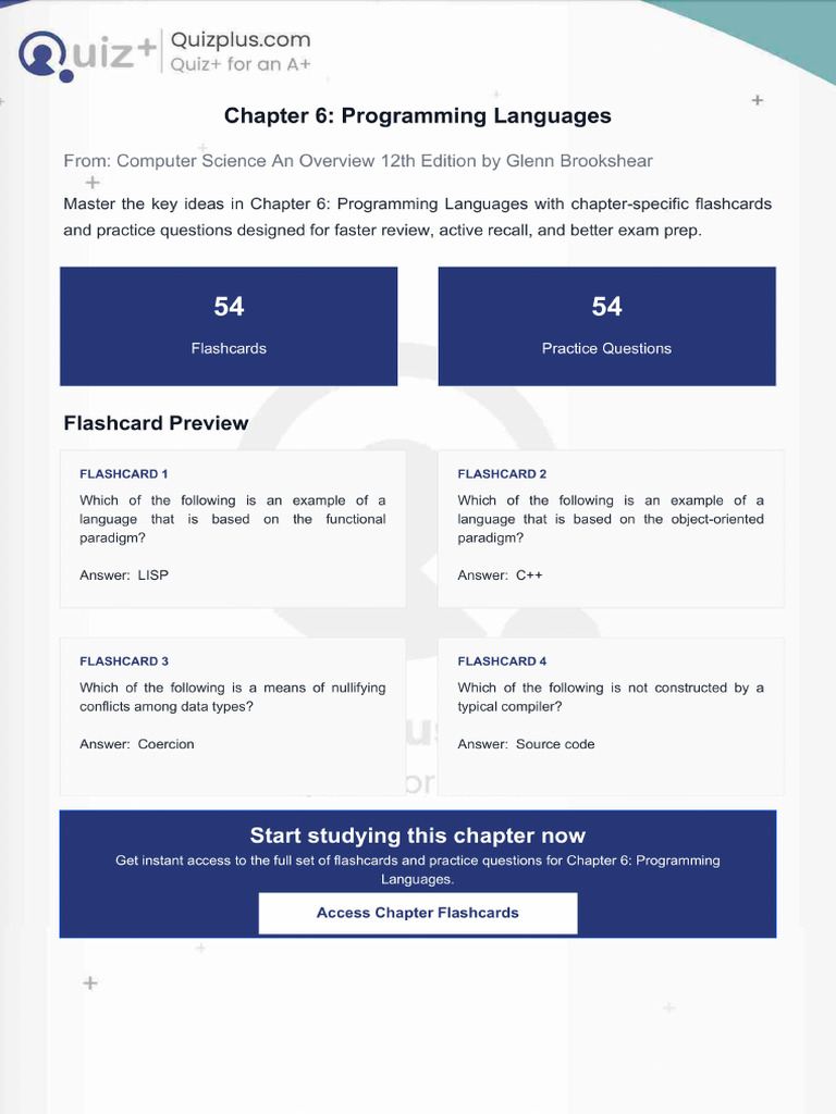 Flashcards for Chapter 6 Programming Languages | PDF