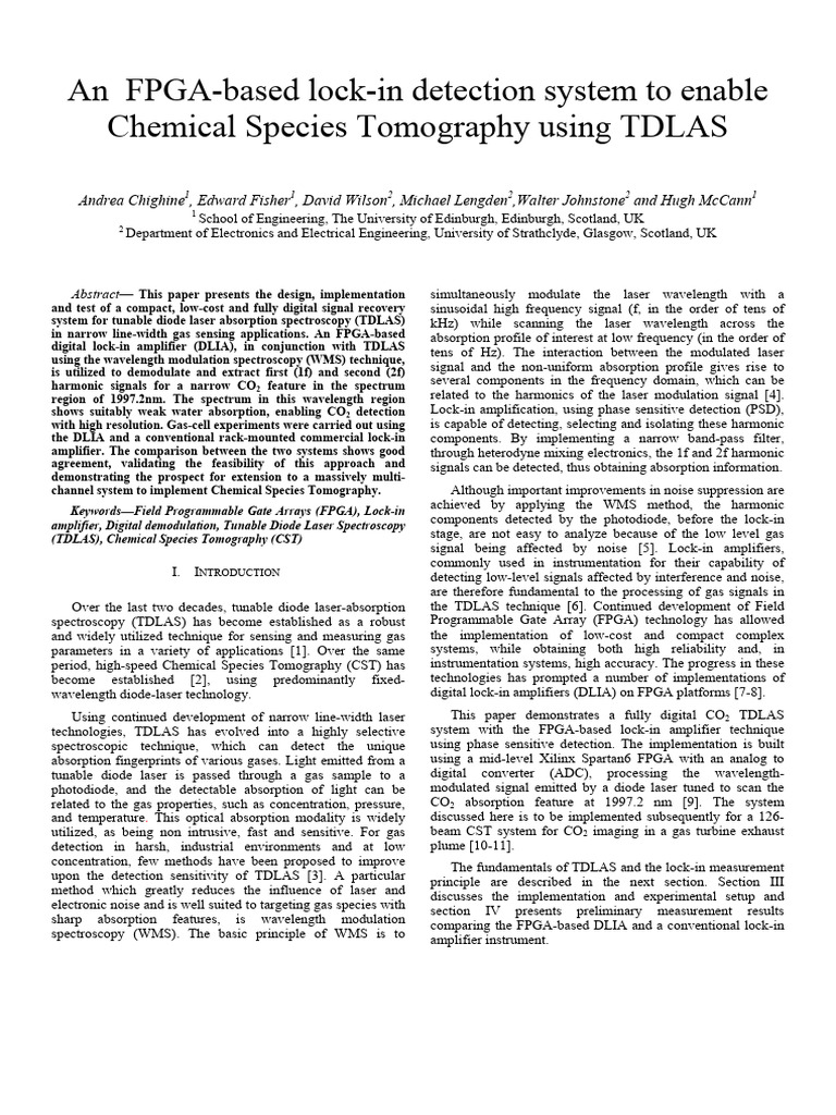 An Fpga Based Lock in Detection System to Enable Chemical 2eak8dvmp4 ...