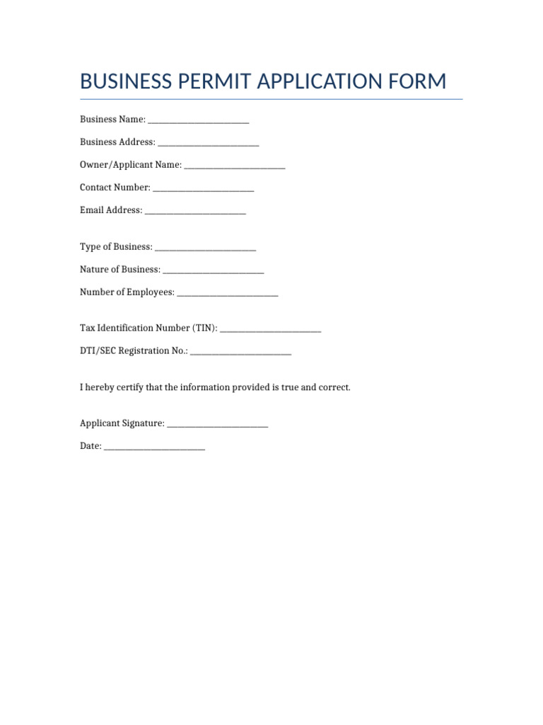 Business Permit Template | PDF