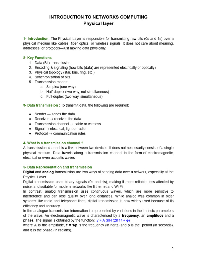 Chapter2 Physical Layer | PDF | Transmission Medium | Multiplexing