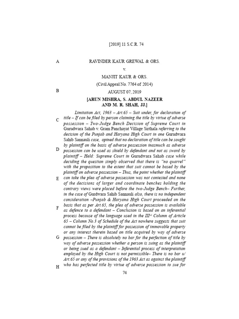 Ravinder Kaur Grewal Ors vs Manjit Kaur Ors1701857612 | PDF | Lawsuit ...