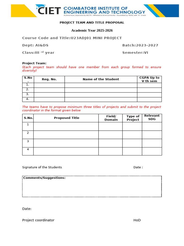 Project Team &Title Proposal | PDF