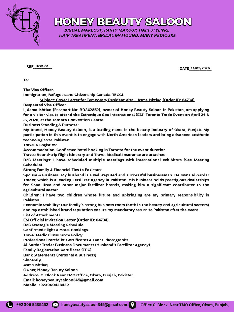 Pink and Purple Modern Job Application Letter A4 (1) | PDF | Travel ...