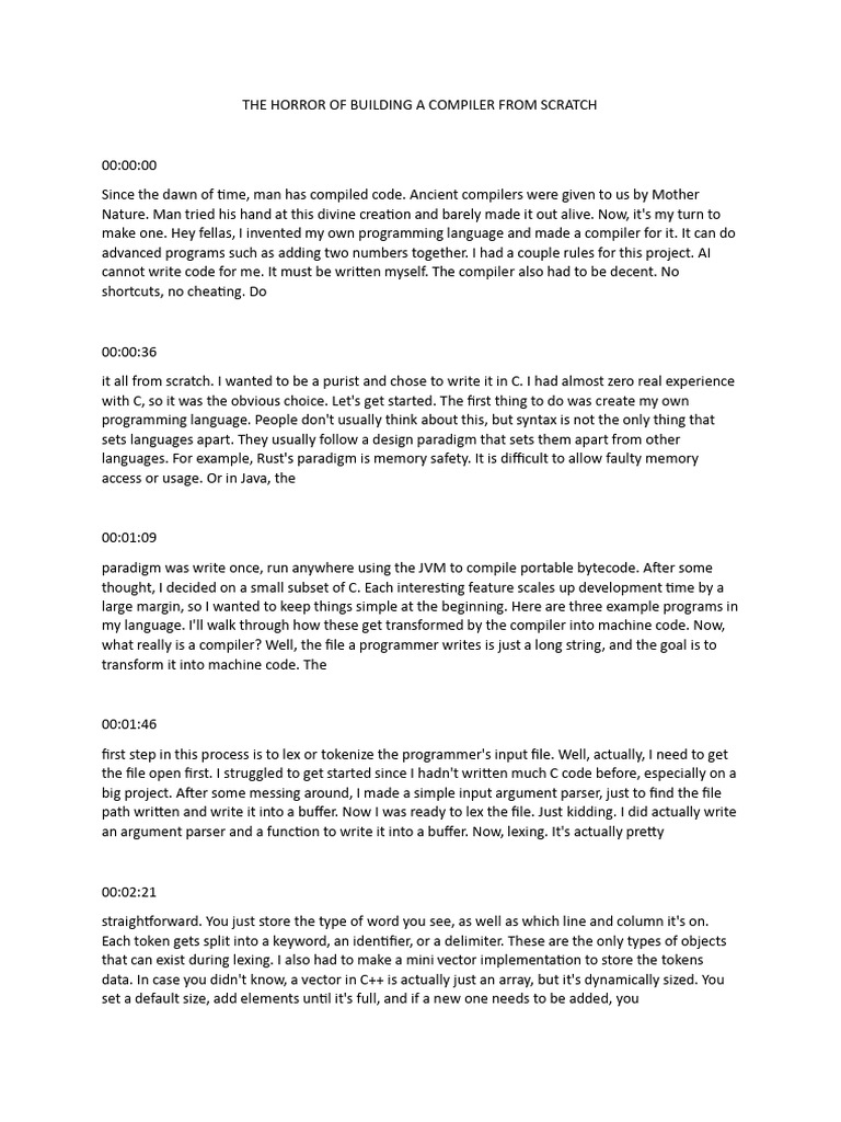 The Horror of Building A Compiler From Scratch | PDF | Parsing | Compiler