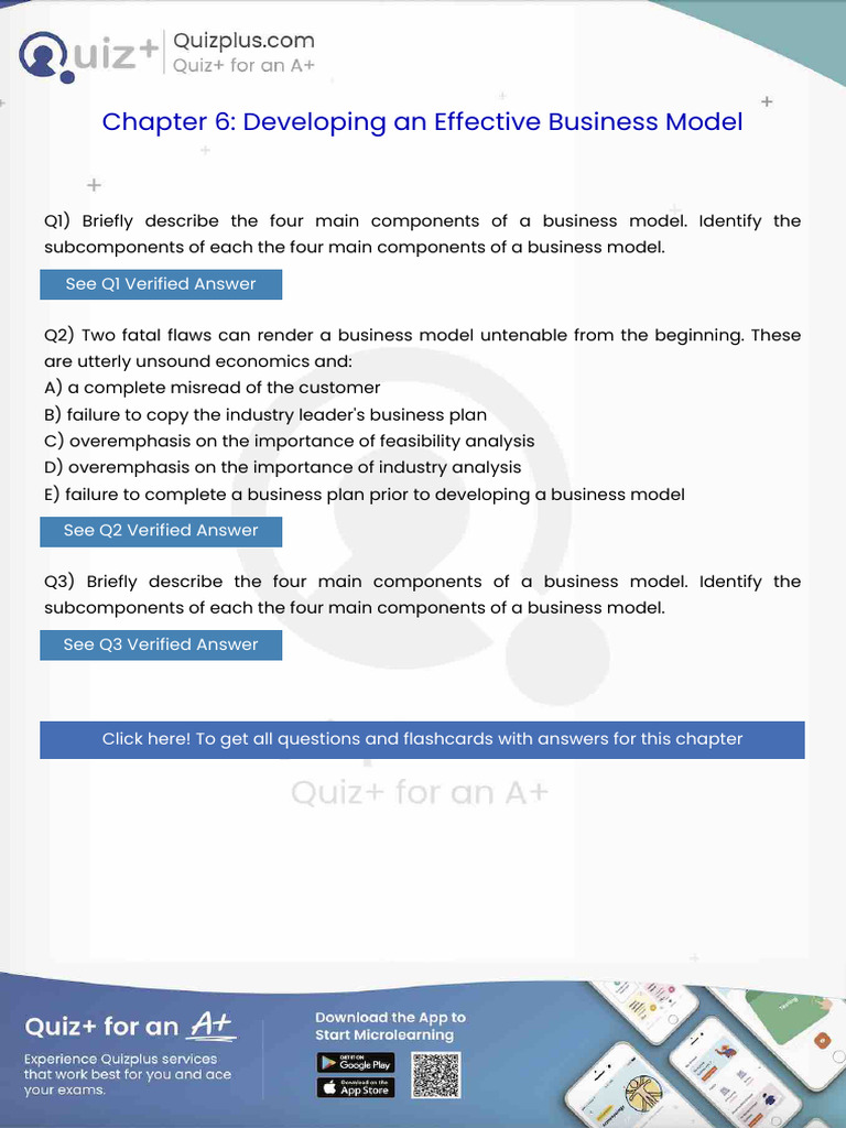 Briefly Describe the Four Main Components of a Business Model Identify ...